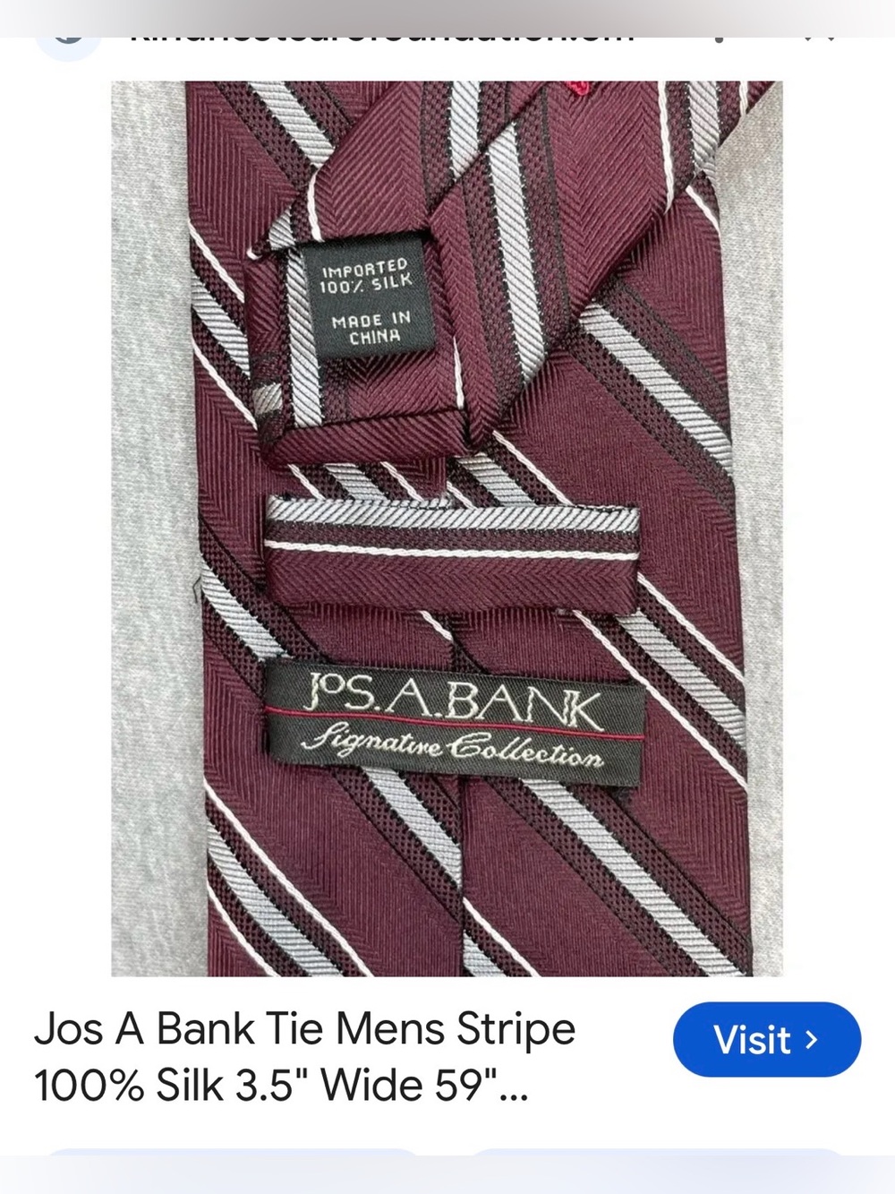 #3079-** “59”Men’s Burgundy Striped Silk Tie